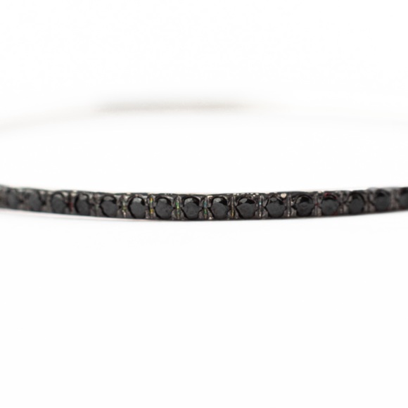 Black spinel 3.50 CTW black spinel gemstone bangle rhodium over sterling silver - Picture 7 of 16
